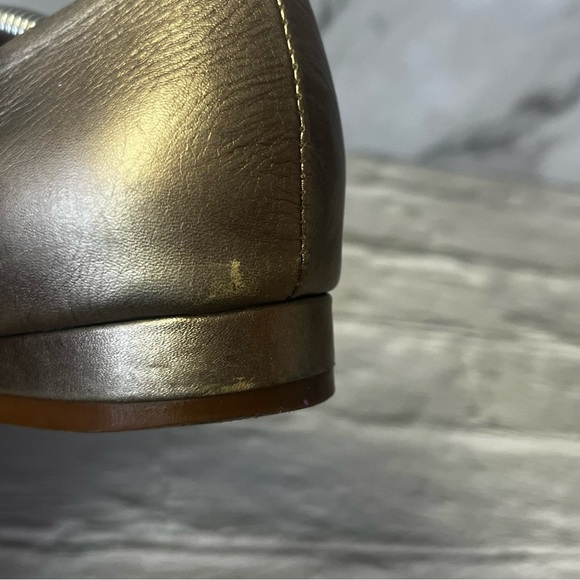 Poppy Barley Gold Metallic Leather Loafer Slides - Picture 8 of 16
